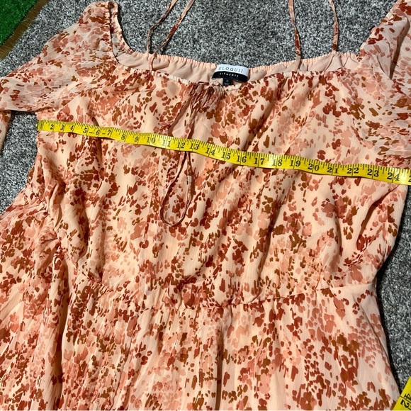 ELOQUII Size 26 Pleated Off The Shoulder Midi Dress Crinkle Chiffon Pink - Picture 4 of 12